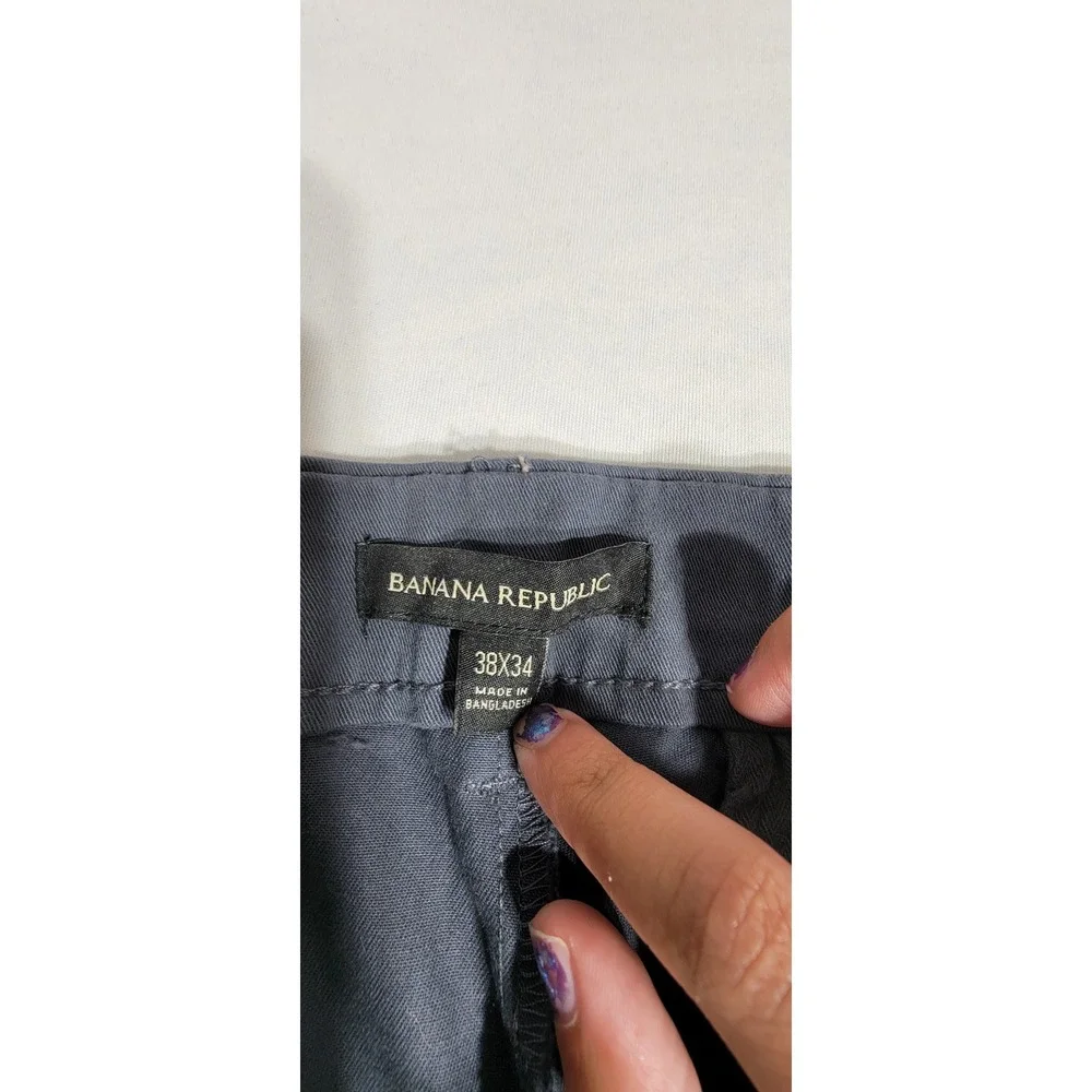 Banana Republic Mens Chino Pants 38x34 Dark Slate Blue Stretch Cotton Trousers